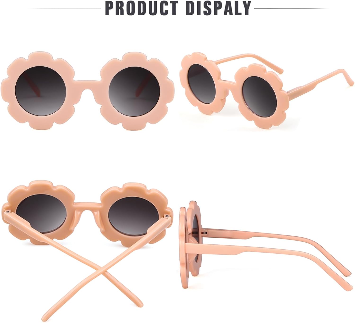 JUDOO Toddler Flower Sunglasses for Girls Boys Round Cute Kids Glasses UV 400 Protection Children Age 3-8