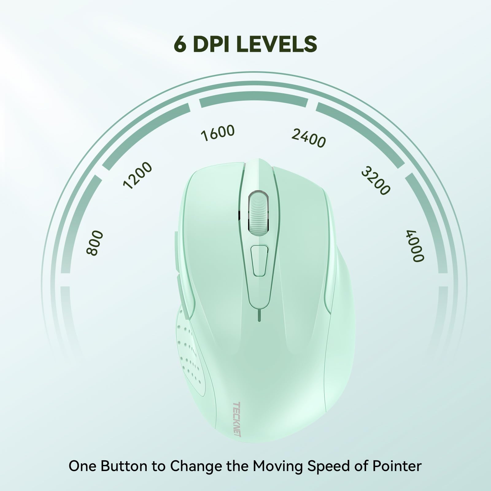 TECKNET PRO Mouse Senza Fili, 4000 DPI Mouse Wireless Ergonomico, 2,4G Mouse Ottico con Ricevitore Nano USB, 6 Pulsanti, Durata di Vita di 24 Mesi Compatibile con PC, Mac, Laptop