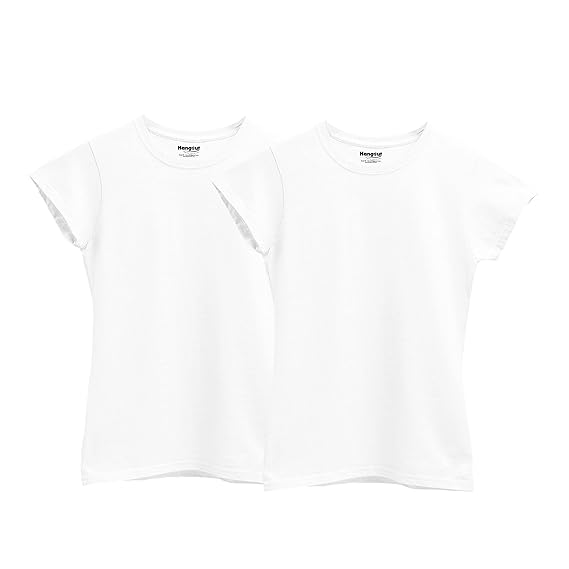 Hangout Hub Girls Regular Fit -Solids (Pack of 2) Girls Plain Soft Cotton Kids T Shirts