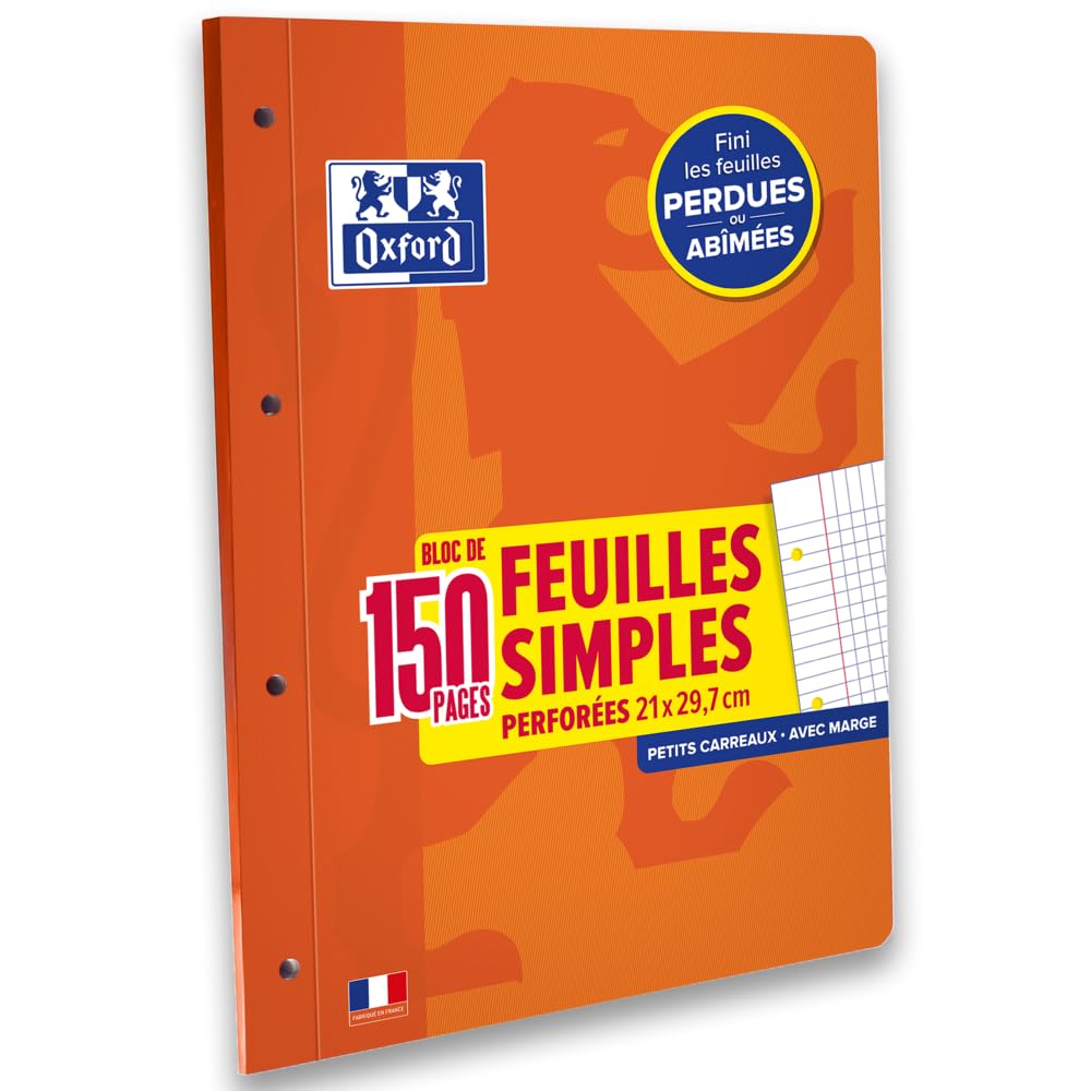 OXFORD Lot de 4 Bloc de Feuilles A4 Petits carreaux 5x5mm 150 Pages