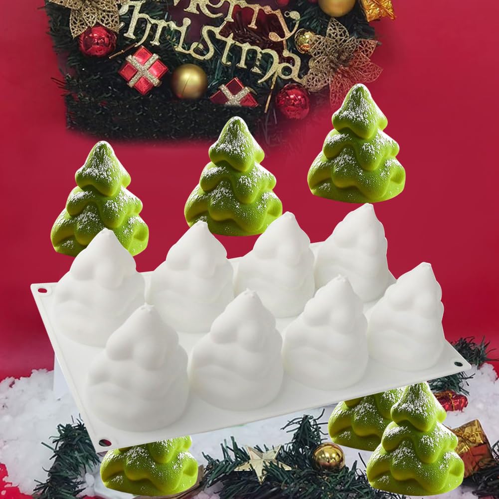 SUNSK Kerstmis siliconenvorm bakvorm kerstboom cakevorm siliconen cakevorm chocoladevormen mousse fondant zeep motiefvormen kerstvorm 2 stuks
