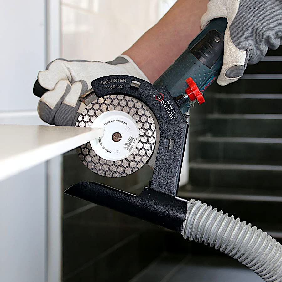 Mechanic TileDuster - Extractor de polvo para amoladora angular 115,125 mm + adaptador de goma