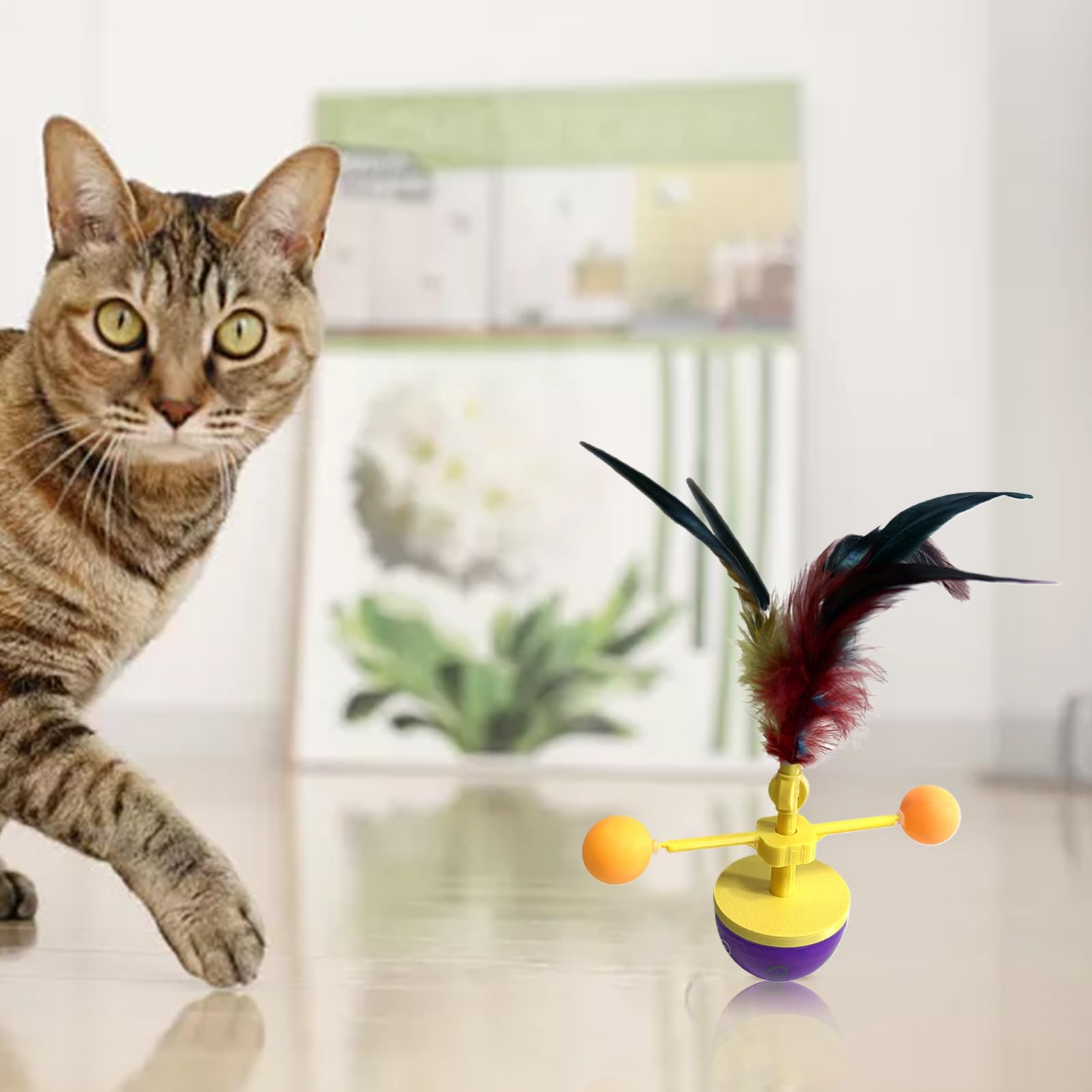 Giochi per Gatti Divertenti Interattivo Esercizio Antinoia E Arricchimento | Giocattoli Stimolanti per Gatti Piste Rotanti E Palla Automatica Rotolante Con Sensore Di Movimento Da