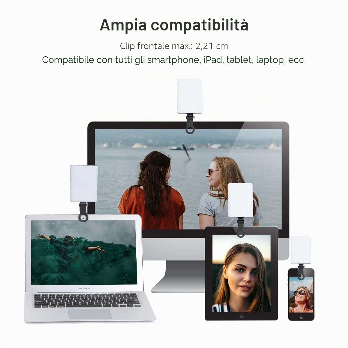 Newmowa LED 60 Professionale Luce video,Luce per Video Conferenza, 3200-5600K 3 modi luce regolati Luce portatile per Phone, iPhone, Android, iPad, Laptop