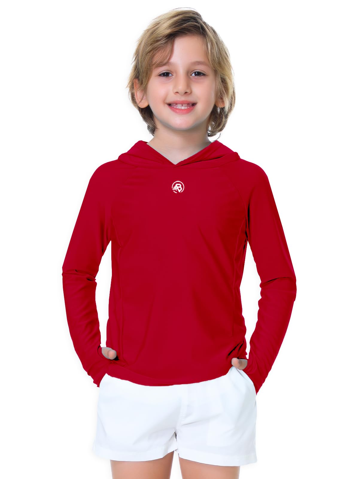 AOBUTE Sudadera unisex de manga larga con capucha para niños UPF 50+ con agujero para el pulgar de 3 a 12 años