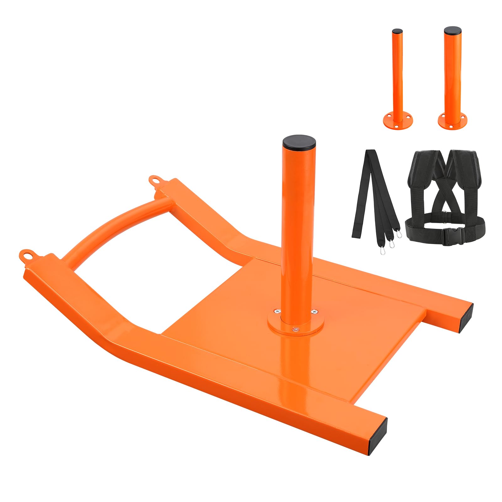 VEVOR Traineau de Puissance Traction, Luge de Force pour Fitness, Équipement d'Entraînement en Acier pour Exercices Athlétiques et Amélioration de la Vitesse, pour Plaque de Poids 2,5-5 cm, Orange