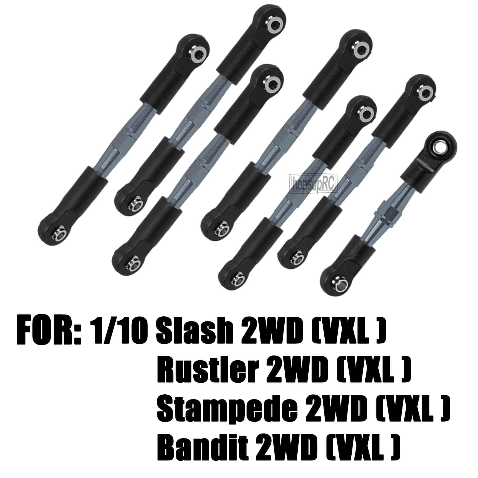 hopsupRC RC Adjustable Turnbuckles Upgrades Part for 1/10 Slash/Rustler/Stampede/Bandit VXL 2WD, Adjustable Turnbuckles Camber Links Toe Link,Titanium?7PCS