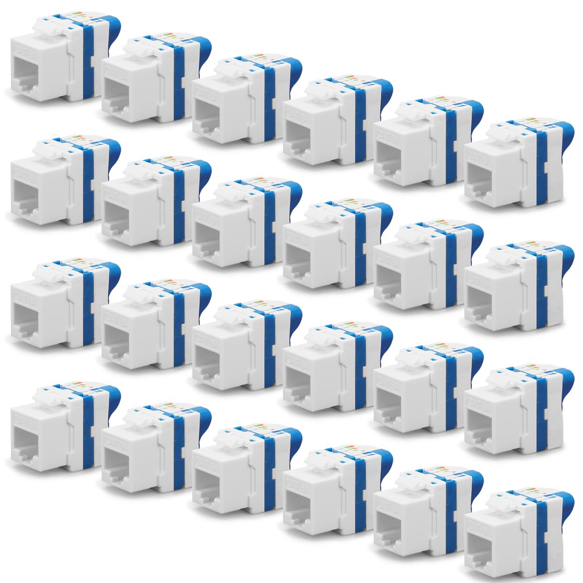 Waytex Keystone RJ45 Short Cat6a UTP senza attrezzi - Connettore di rete da 10 Gbps 500 MHz - T568A/B - AWG22 a 26-24 pezzi