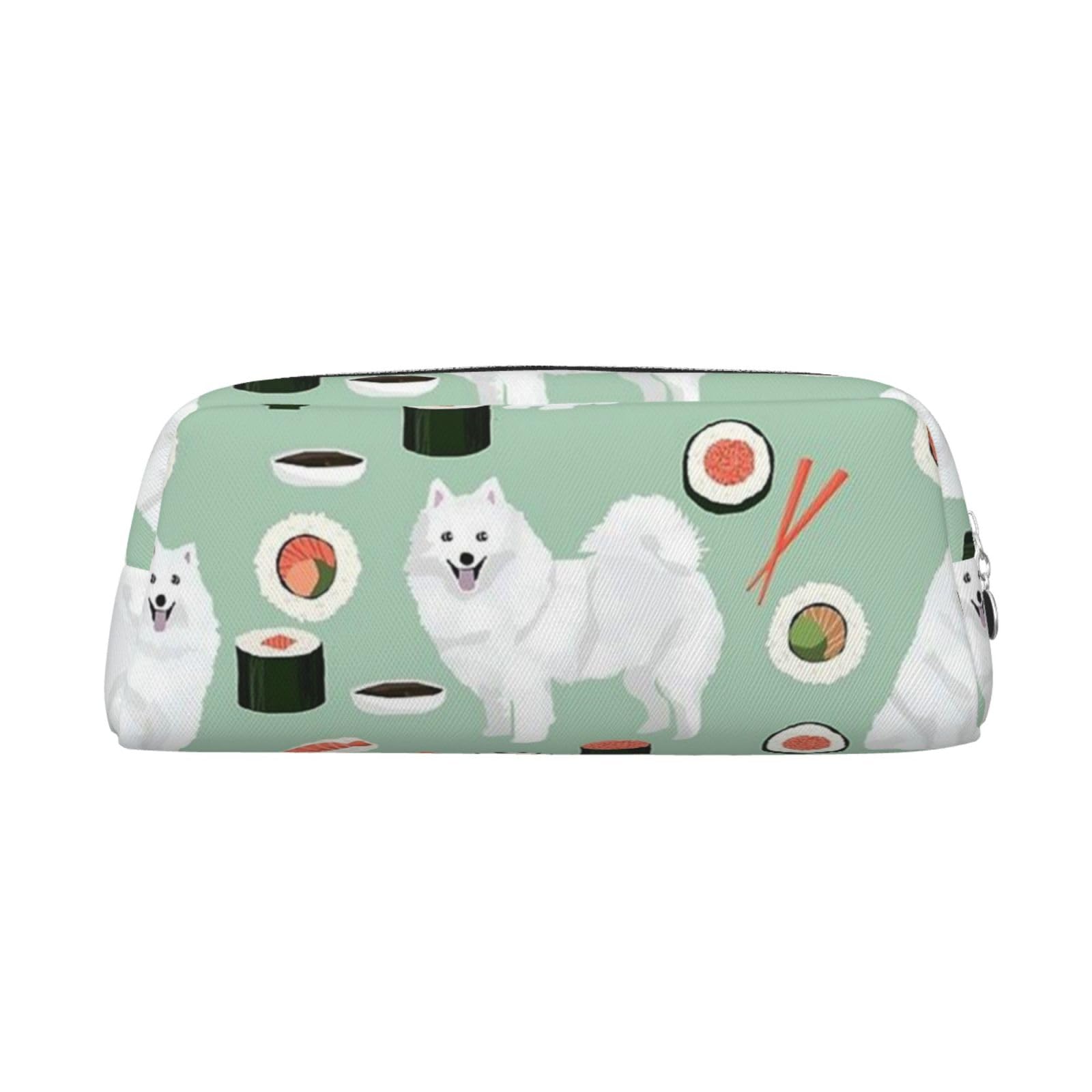 Japanese Spitz Sushi Samoye Dog Pencil Case for Girls, Pen Pouch Organizer Pencil Bag with Zipper