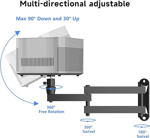 Miniatura 4 de suptek Soporte de pared plegable universal para proyectores, soporte ajustable para proyectores, compatible con tornillos M4 y M6 de 14 de pulgada,