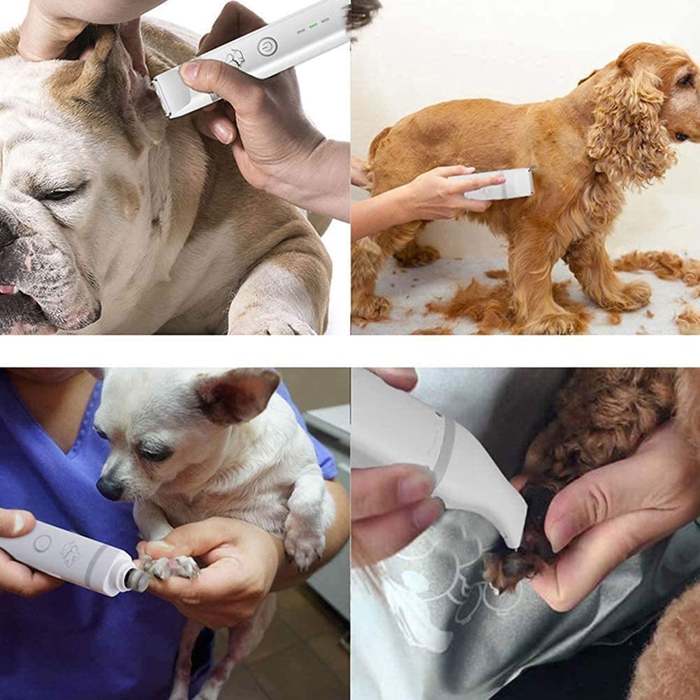Molinillo de Clavo para Perros, cortadores de uñas eléctricos 3 en 1 para Perros, Recargables con bajo Ruido y Molinillo de Clavo para Perros sin Dolor para Perros Grandes y Gatos, Blanco