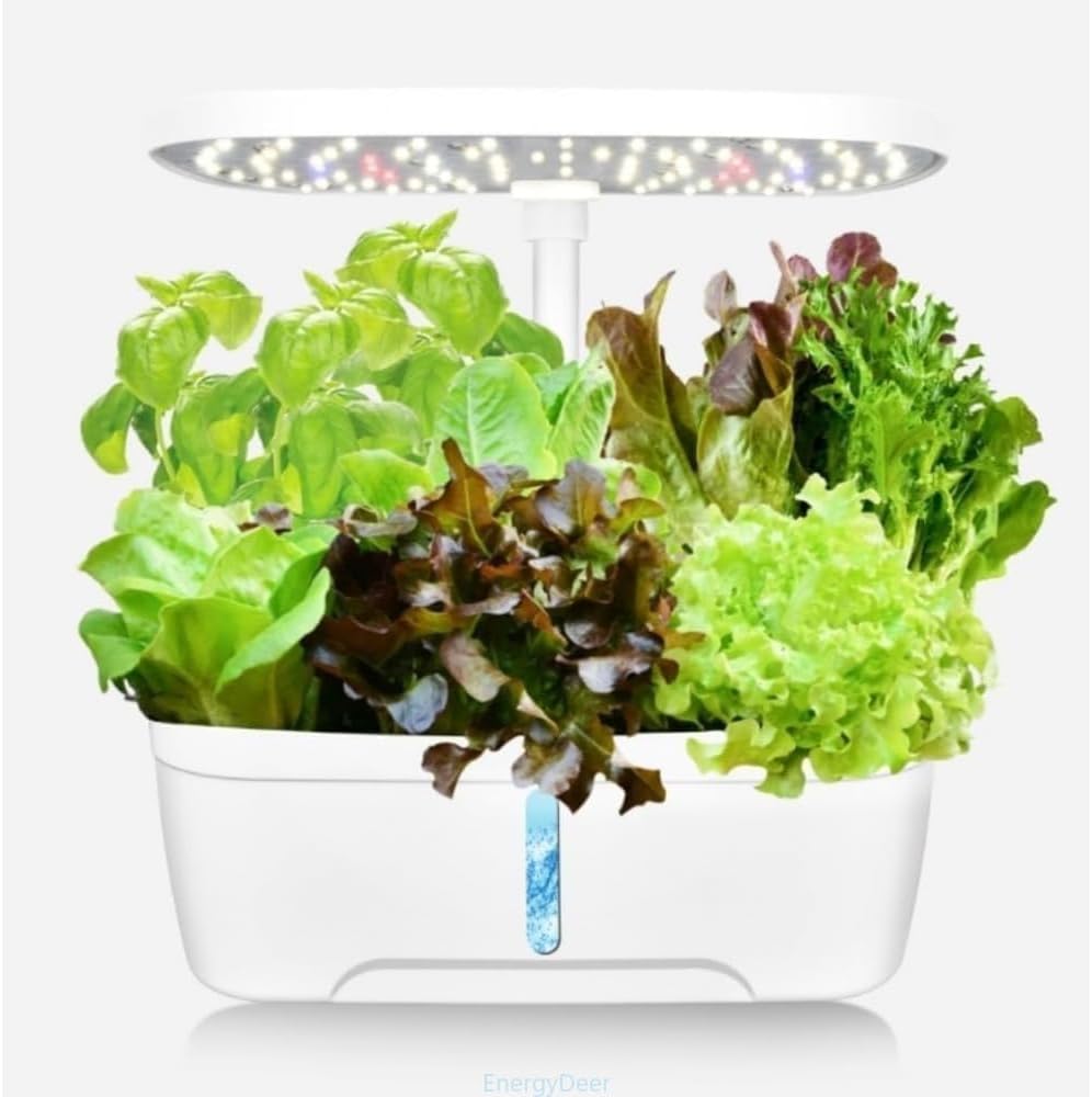 水耕栽培キット コンパクト型 室内家庭菜園 ハーブ野菜 LEDライト水耕鉢 EnergyDeer 自動給水器 植物自動水循環システム