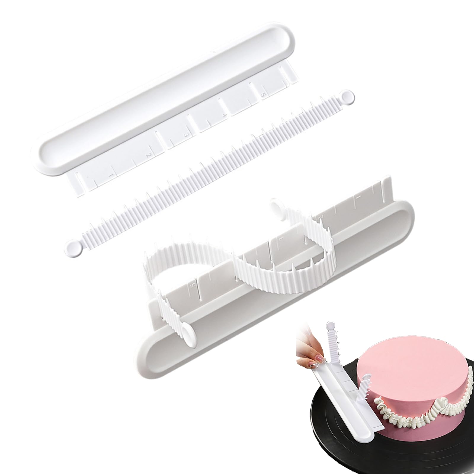 3 PCS Règle À Gâteau Ajustable Outil De Mesure Pâtisserie Fondant