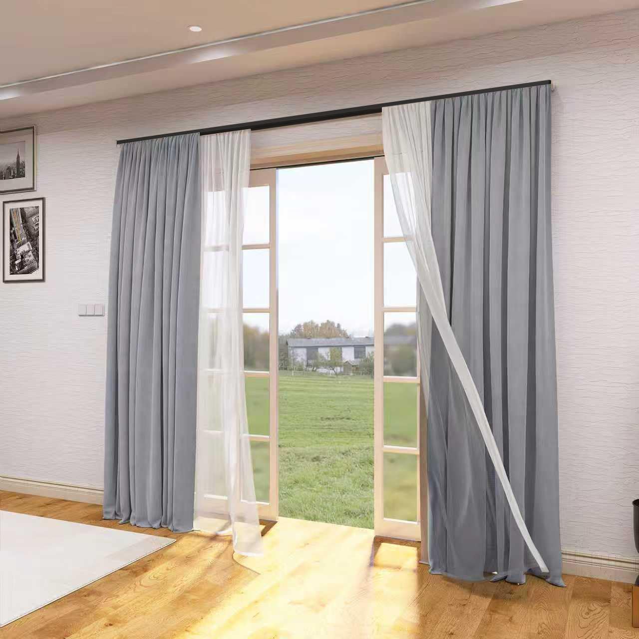 ZSHINE Conjoined Double Curtain Track System (Black 6.6ft 2sets) | Smooth and quiet movement, heavy-duty aluminum construction, ceiling or wall installation, ideal for home and hotel