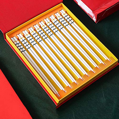 Coffret Cadeau de Baguettes en Porcelaine Japonaise, Comprenant Une boîte Cadeau, 10 Paires de Baguettes en céramique réutilisables, compatibles Lave-Vaisselle, en p,