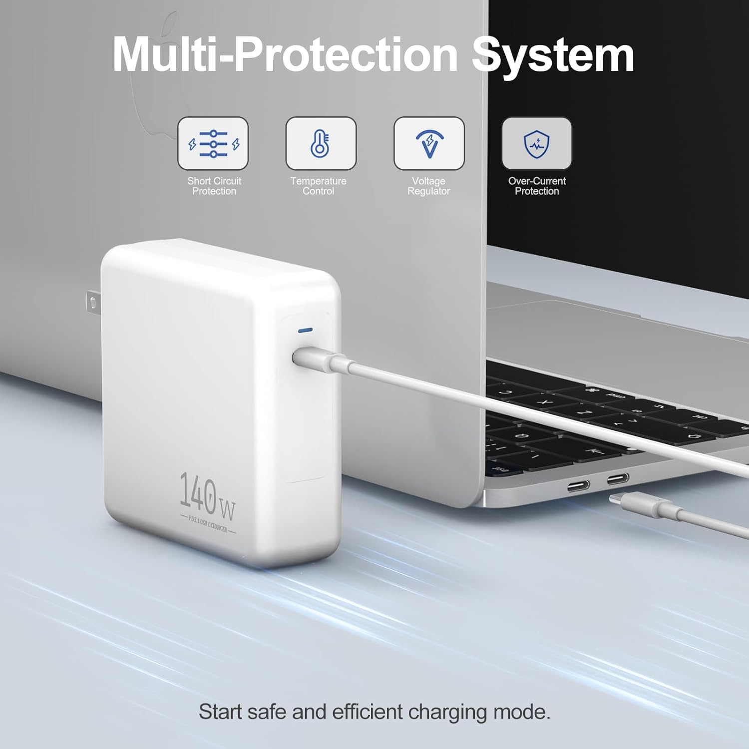 140W USB C Laptop Fast Charger, Compatible with MacBook Air MacBook Pro, M2 M3 M4 M5, iPad Pro, iPhone,Galaxy S25, Include Charge Cable-USB C to C