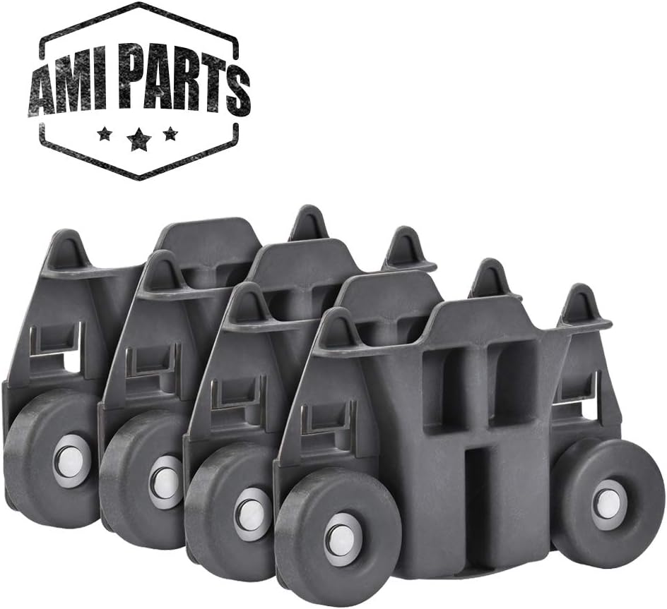 W10195417V W10195417 Dishwasher Wheels Lower Dish Rack Wheel with Steel Screws by AMI, Replaces W10195417VP, W10195417V, (4PCS)