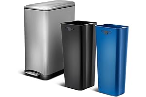 Home Zone Living Dual 13-Gallon Stainless Steel Kitchen Trash Can with Removable Liners