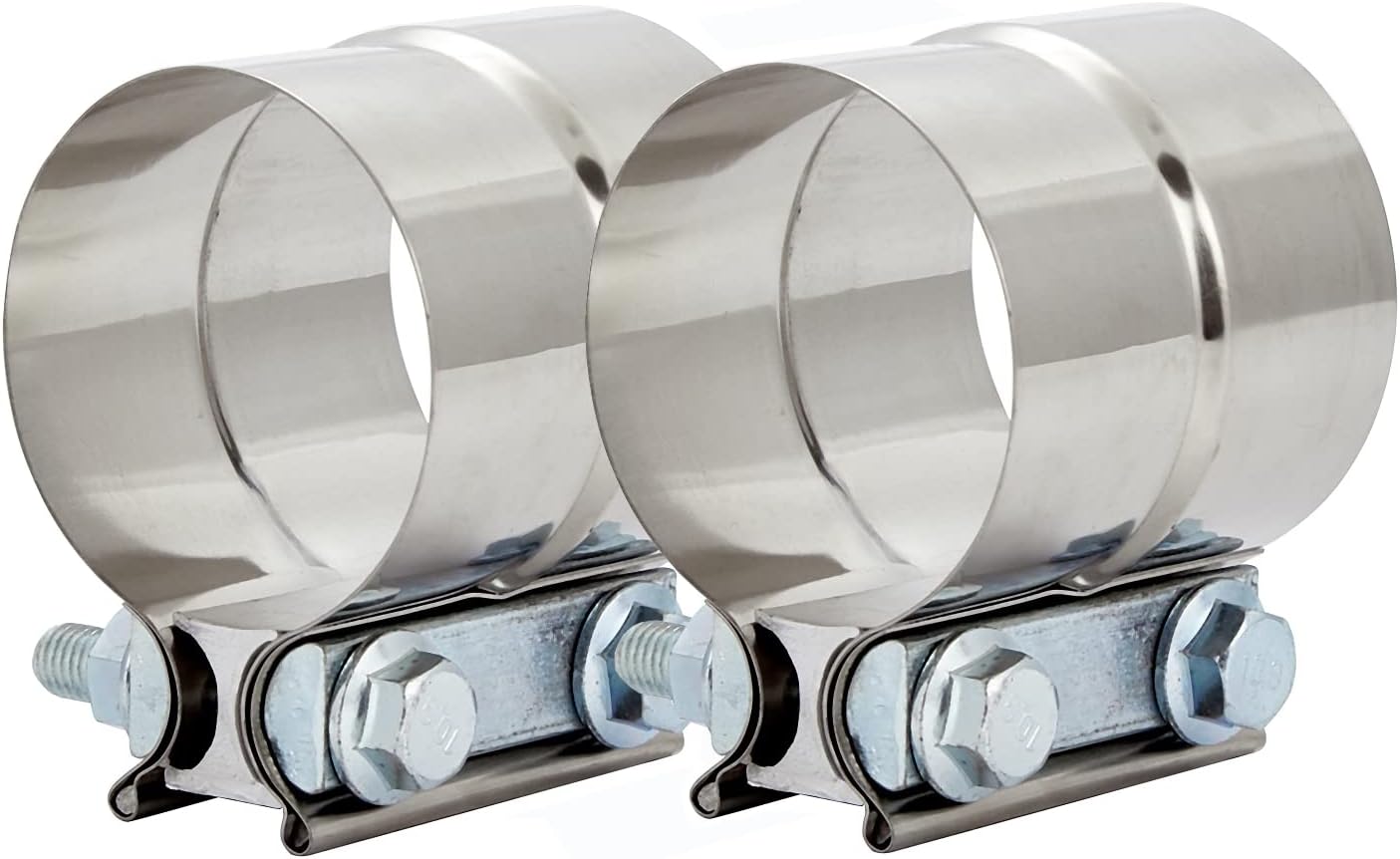 2PCS 1.5" Lap Joint Band Clamps,Exhaust Muffler Clamp, Exhaust Pipe Clamps preformed Stainless Steel
