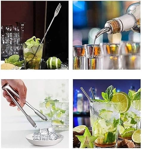 Miniatura 3 de TOEWOE Kit de camarero con soporte, juego de coctelera de 19 piezas para bebidas mixtas, herramienta profesional de barra de acero inoxidable para