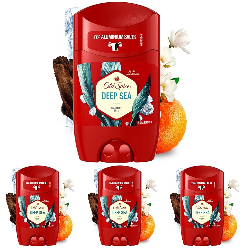 Old Spice Deep Sea Deodorant Stick | 50ml | Deo Stick Ohne Aluminium Für Männer (Packung mit 4)