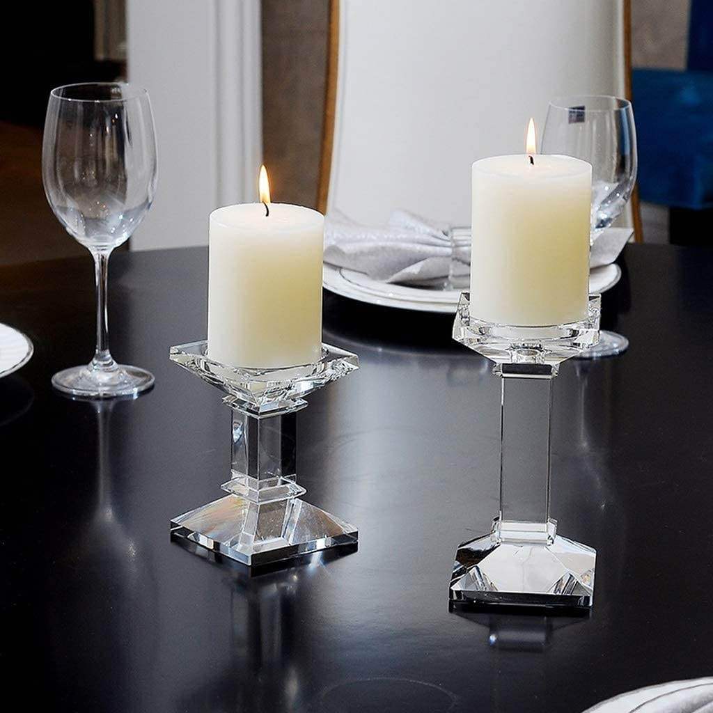 świeczniki Świecznik Świecznik Stojak Świecznik Przezroczyste Szkło Kryształowe Świeczniki Świeczniki Wedding Party Home Decor Stojak na świece (Size : 9x9x13cm)