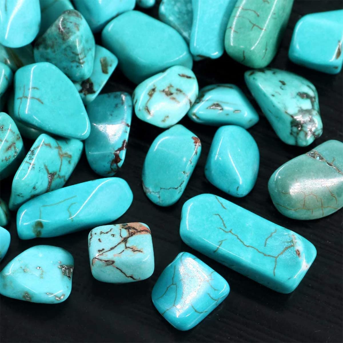 1 Lb (460 g) Decorative Quartz Pebbles Irregular Shaped Turquoise Stones Small Tumbled Chip Gravel Crushed Gemstone Pieces Natural Green Crystal for Handicrafts/Home Decoration