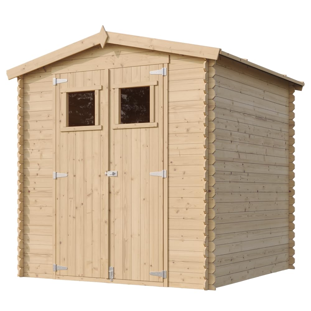 TIMBELA M343 Casetta da Giardino in Legno per Esterni - L216xL206xA218 cm/ 3.53 m2 - Piccola Casetta in Legno, Rimessa Attrezzi, Deposito Bici