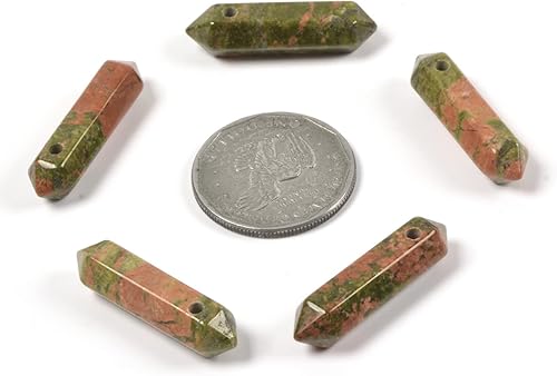 Vista 102 de Cuarzo rosa de 1.28 pulgadas (1.260 in) con piedras preciosas naturales hexagonales para hacer joyas, cuentas de curación de reiki de chakras