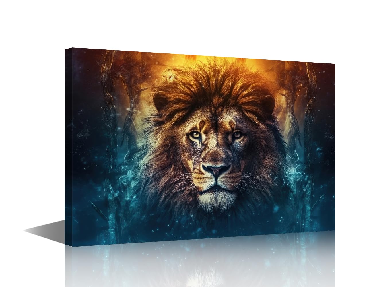 Portrait of a Male Lion Print on Canvas Wall Art for Living Room Lion Head Posters for Bedroom Wall Decor Animal Theme Pictures Decor House Office Decoration 12" Wx18 Hx1 Panel