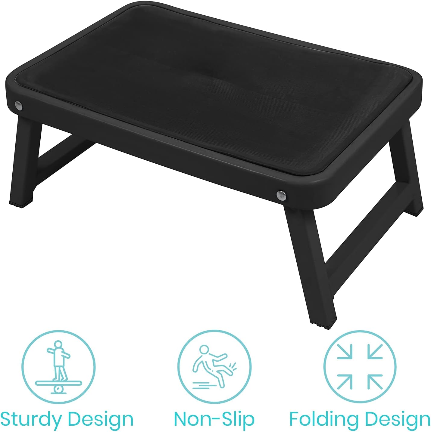 Vive Folding Step Stool - Anti Skid - Sturdy Steel Design - Easy Storage - Foldable with Handle - Lightweight Collapsible - Non Slip for Travel, Kitchen, Bedroom, Bathroom, Shower - Kids and Adults : Health & Household