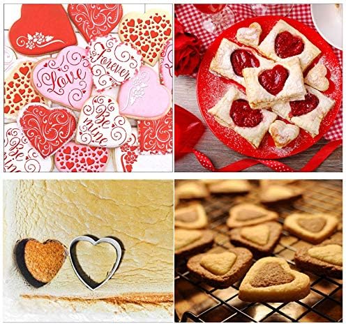 HOWAF 6pcs Heart Cookie Cutters for Biscuit Pastry Gingerbread Shortbread, Stainless Steel Cutter Heart Shaped for Valentines Day Wedding Birthday Baby Shower Thanksgiving Baking Cutter Mould DIY