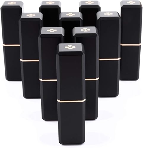 Miniatura 7 de Allwon 10 tubos de lápiz labial vacíos negros DIY contenedor de bálsamo labial (tubo cuadrado), Negro -, Tubo cuadrado
