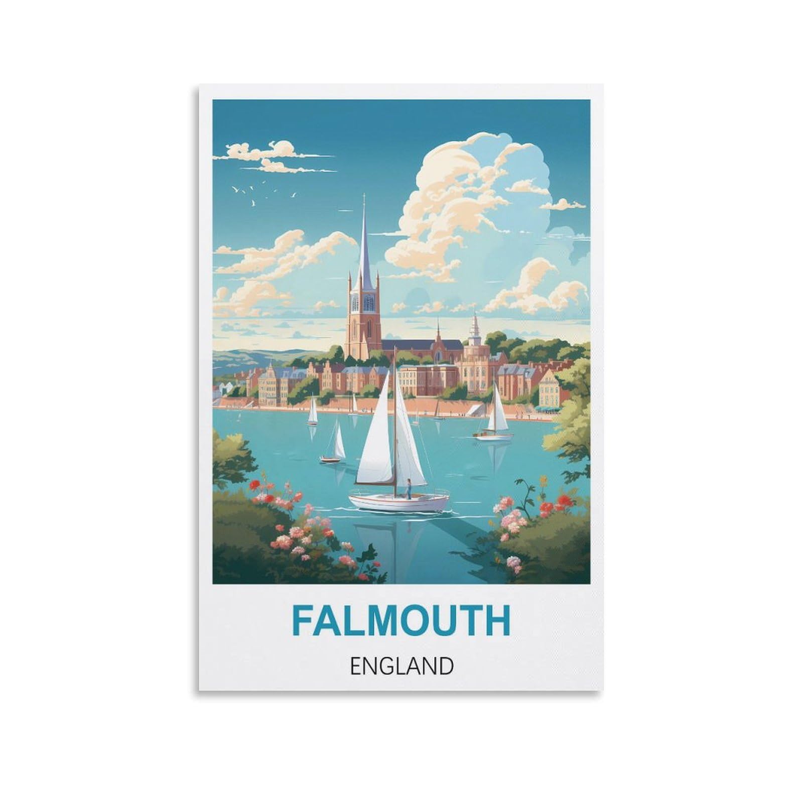 Metal Tin Sign,Falmouth England,Metal Tin Sign Metal Wall Plaque for Home Living Room Bedroom Bar Club Men Cave Wall Art Decor 30x40cm
