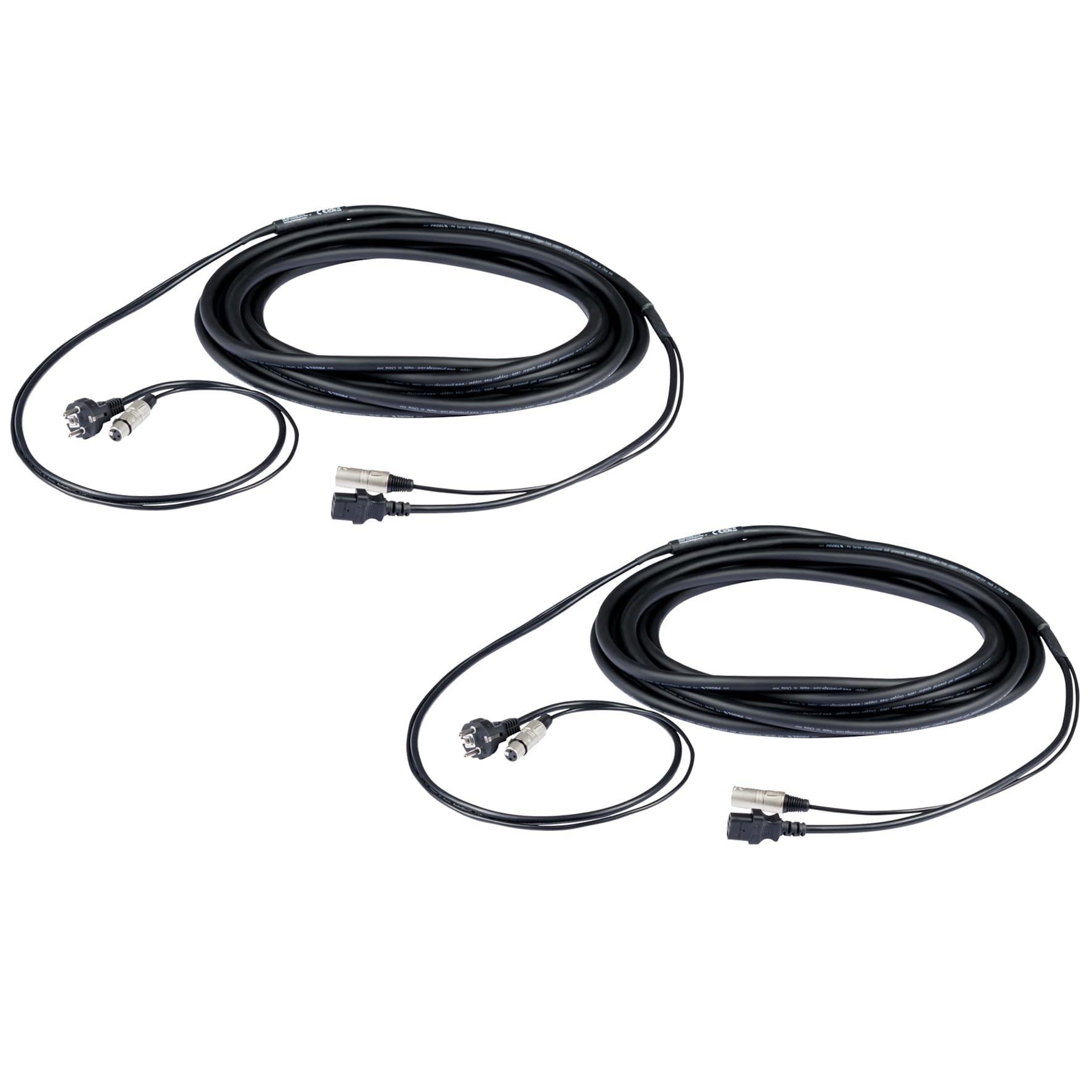 Proel PH080LU5 - Coppia Cavo professionale combinato per segnale audio e alimentazione di rete, 5mt, Nero (PH080LU5-5mt. - Coppia)
