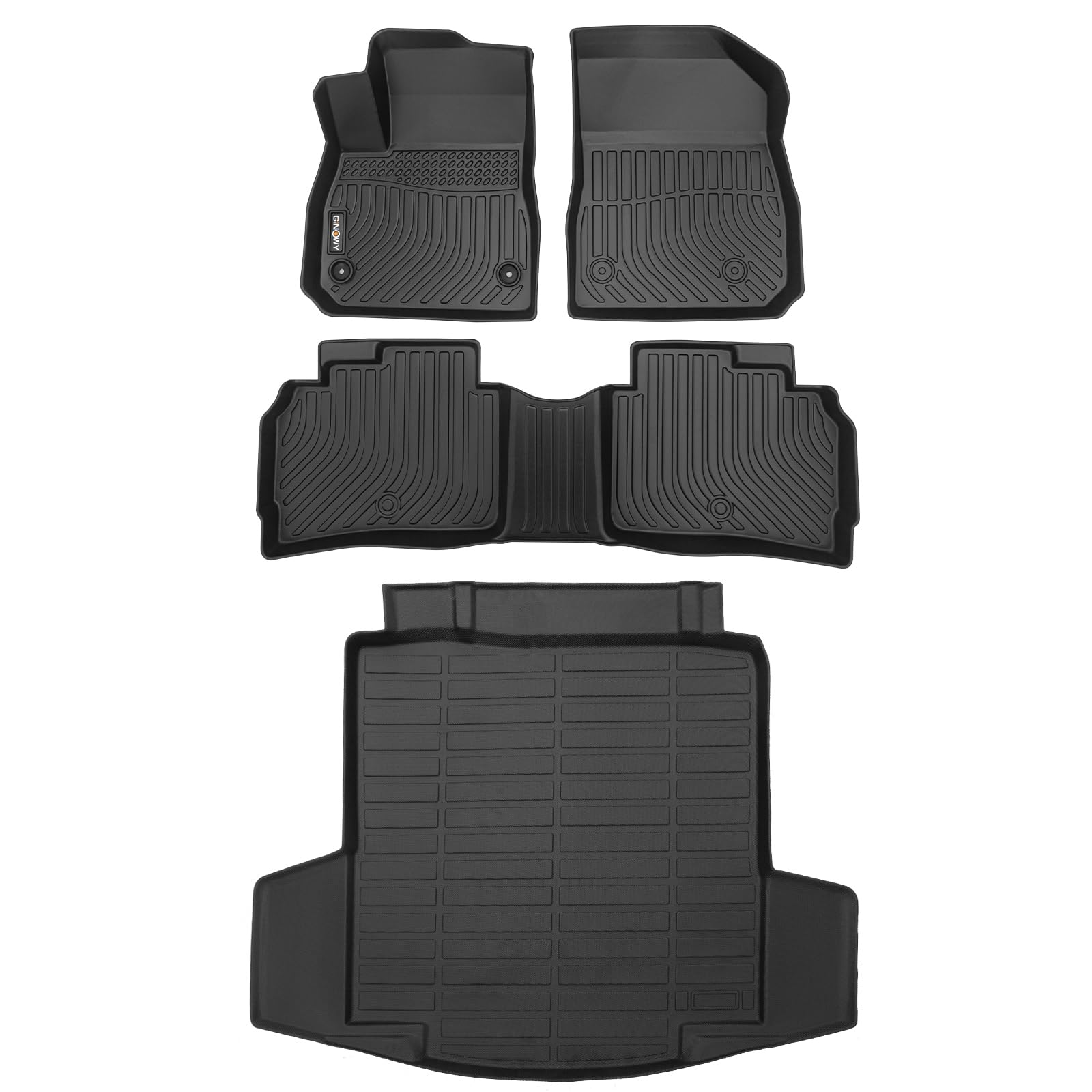 GINOWY®- Floor Mats & Cargo Liner for Chevy Malibu 2016-2024?TPE All Weather Car Floor Mat for Chevrolet Malibu?Custom Fit Malibu Floor Liners Trunk Cargo Mat for Malibu Accessories