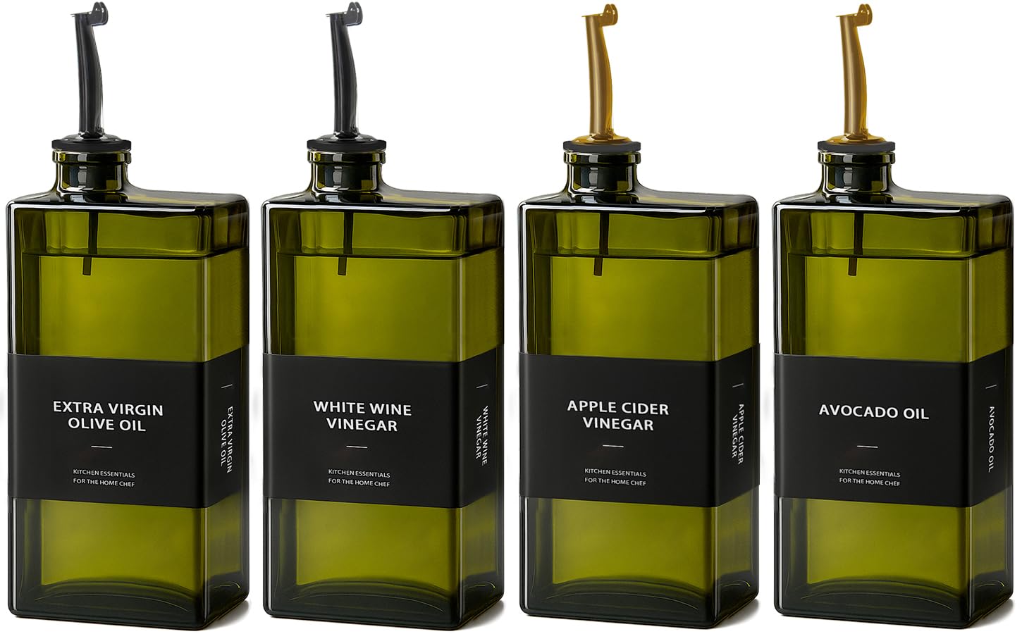 Olivenölspenderflasche für die Küche, UV-geschützte Ölflaschen, 479 ml, Öl- und Essigspender-Set, tropffreier Ausgießer, elegante Küchenutensilien, 479 ml, 4 Stück