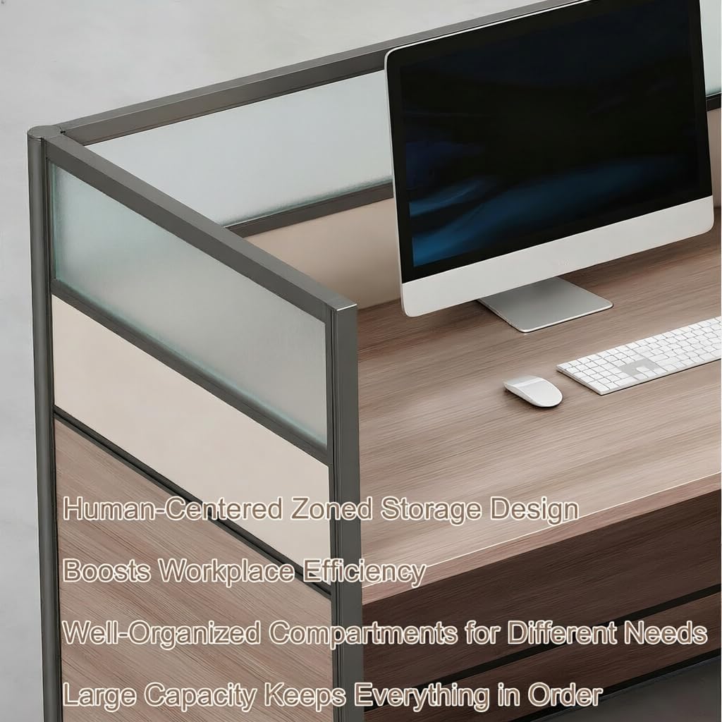Modular Office Workstation Desk with Frosted Acrylic Privacy Panel, Computer Desk with USB Charging Port & Cable Management, Spacious Work Desk for Home Office & Team Workspace (A, 1P)
