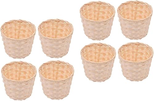 Cabilock Cesta de almacenamiento tejida redonda de 8 piezas, cesta tejida redonda, cesta de almacenamiento tejida, cesta de flores en miniatura,