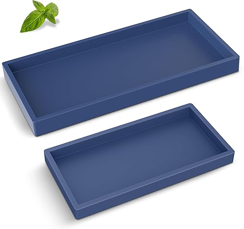 EG-SIPRO - Bandeja para encimera de baño, bandeja de tocador de silicona gruesa de alta calidad, bandeja rectangular duradera inastillable y