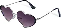 FancyPink Óculos de sol femininos com armação de metal fino, formato de coração adorável para festa/música/atividades ao ar livre
