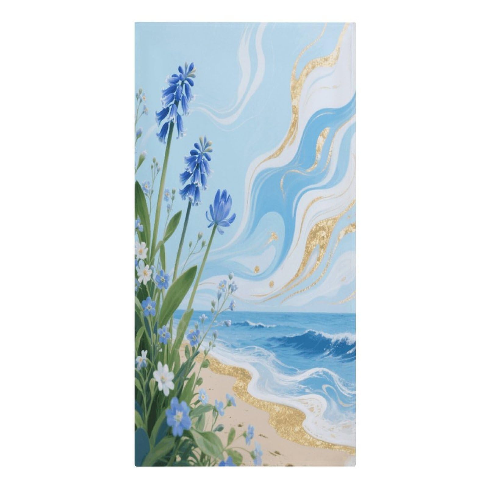 VstaDank Hawaii Floral Blue Beach Towel Vacation Essentials Sand Free Soft Quick Dry Swim Towels 61"x30" Modern Extra Large Towels Lightweight Microfiber Beach Towel for Swimming Pool
