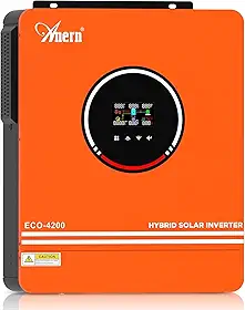 Anern Inversor Solar Híbrido de 4200W 24V CC a 220-230V CA, Inversor de Onda Senoidal Pura com Controlador de Carga Solar MPPT de 120A, Adequado Para Bateria de Gel de Chumbo-ácido de Lítio de 24V