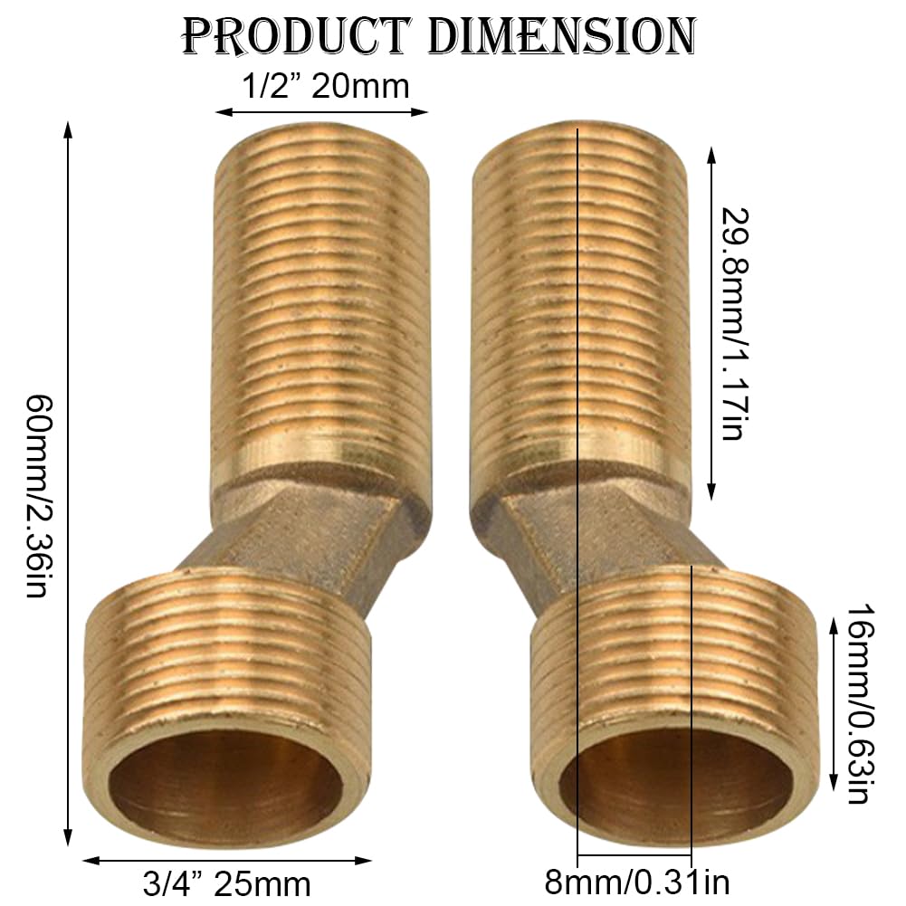Adaptador de grifo de ducha, conector de 3/4" AG x 1/2" AG S, desplazamiento de 8 mm de longitud 60 mm, conector excéntrico para grifos de pared