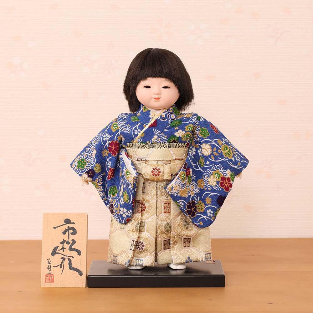 Amazon | 市松人形 齊藤公司作 5号 男の子 レザー ちりめん 雛人形