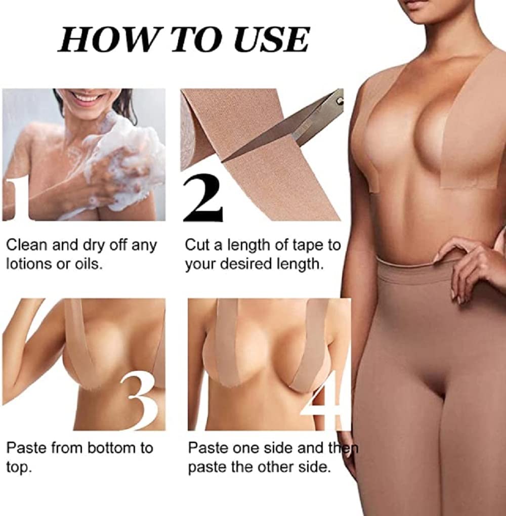 AKRIZA Boob Tape with 10pcs Nipple Cover & 36pcs Fashion Tape Double Sided Body Tape Adhesive Strapless Bra & Heavy Breast Support - Boobs Tape for Women Clothes 3