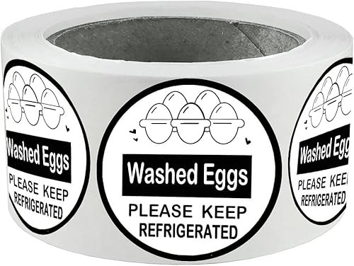 Etiquetas adhesivas redondas de cartón refrigerado de huevos lavados, etiquetas adhesivas redondas de 2 pulgadas para huevos frescos de granja,