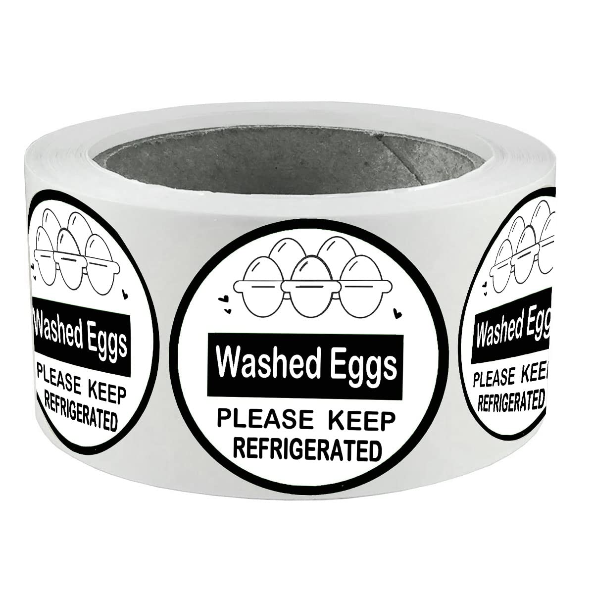 Washed Eggs Please Keep Refrigerated Carton Label, 2 Inch Round Self-Adhesive Farm Fresh Eggs Carton Labels for Chicken,Duck，Quail,Egg Packaging