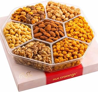 NUT CRAVINGS - Valentines Day Mixed Nuts Gift Basket in Red Gold Classic Box (7 Assortments, 1 LB) Treats for Adults, Food Arrangement, Healthy Snack Care Package, Kosher
