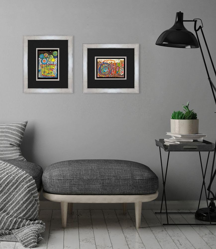 artissimo Bild gerahmt 30x35 cm Friedensreich Hundertwasser „Who has eaten all my windows“ AG5716 – hochwertiger Kunstdruck mit Rahmen, kleines Wandbild für Bilderwand, Büro & Praxis
